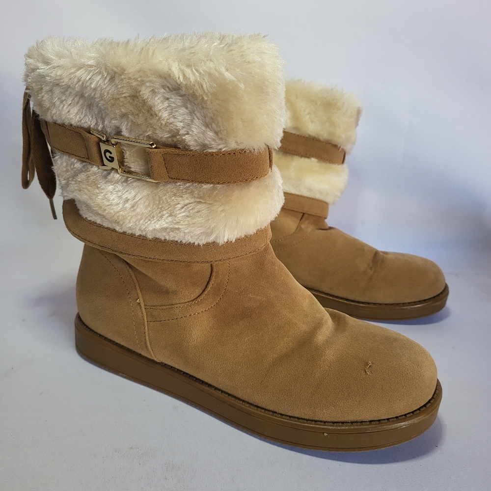 G by Guess Tan and Cream Winter Boots with Shearling Lining